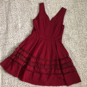 Annabella Fit & Flare Maroon Dress